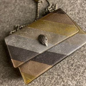 Authentic Kurt Geiger bag medium size like new, bronze gold, silver, tan color